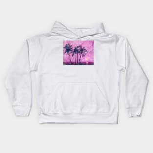 Palms Under Purple Sky Kids Hoodie